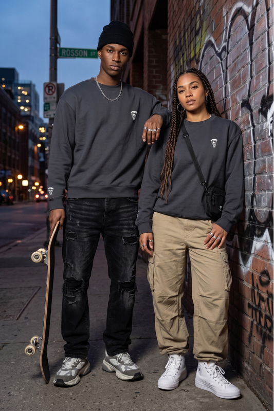 Nothing But Comfort Oversized French Terry Crew Neck - Charcoal Grey